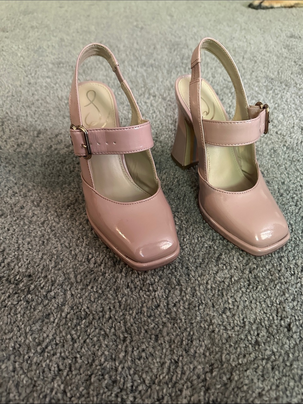 Sam Edelman Pink Patent Mary Jane Slingback Block Heels